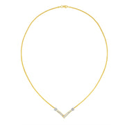 Bids.com 14K Yellow and White Gold 1/4 Cttw Princess Cut Diamond Channel-Set â€œVâ€ Shape 18" Pendant Necklace (H-I Color, SI2-I1 Clarity) Necklaces White Smoke YellowWhite.Gold / 18