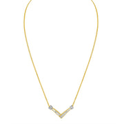Bids.com 14K Yellow and White Gold 1/4 Cttw Princess Cut Diamond Channel-Set â€œVâ€ Shape 18" Pendant Necklace (H-I Color, SI2-I1 Clarity) Necklaces White Smoke YellowWhite.Gold / 18