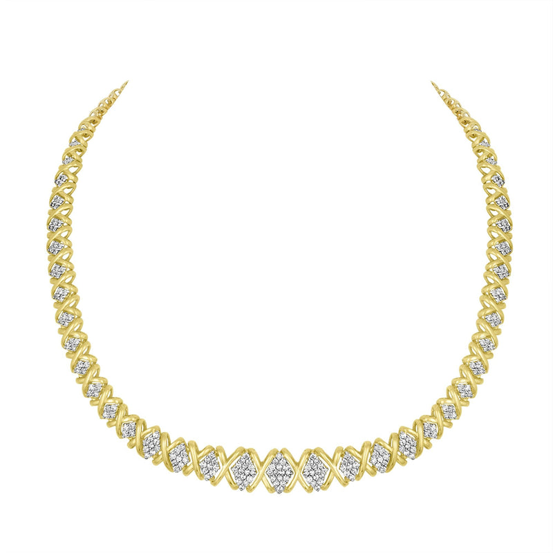 Bids.com 10K Yellow Gold 4 cttw Brilliant Round-Cut Diamond Graduating Riviera Statement Necklace (H-I Color, I2-I3 Clarity) Necklaces White Smoke Yellow.Gold / 18