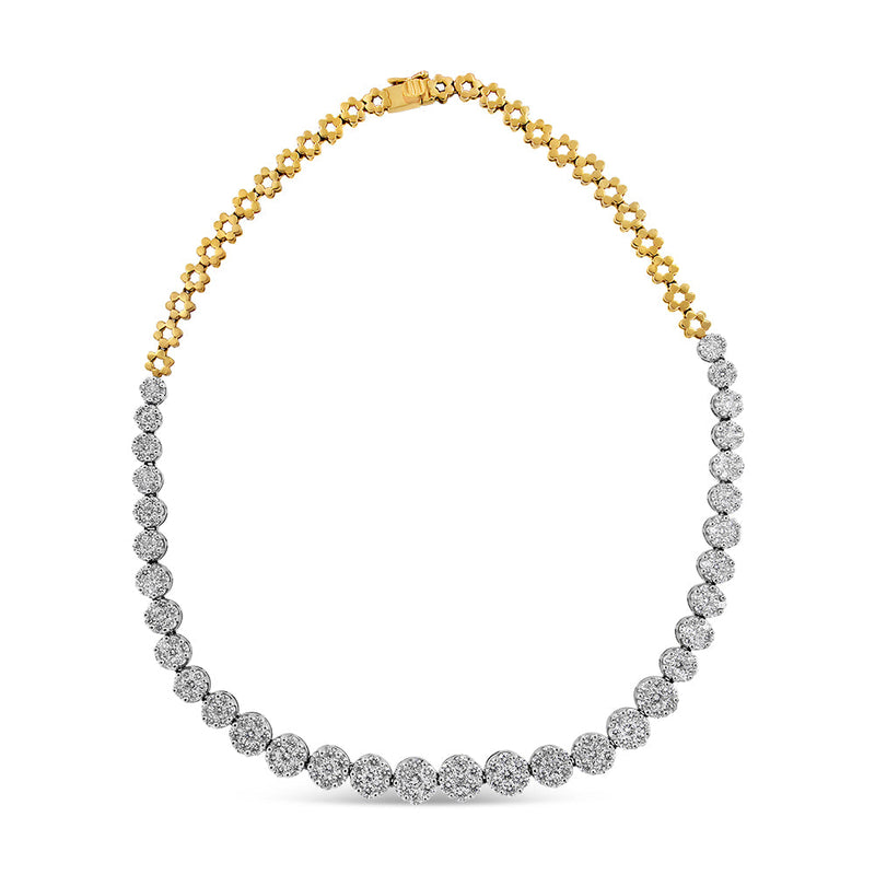 Bids.com IGI Certified 14K Yellow Gold 14 3/4 cttw Pave Set Round-Cut Diamond Riviera Necklace (F-G Color, S2-I1 Clarity) Necklaces White Smoke Yellow.Gold / 18