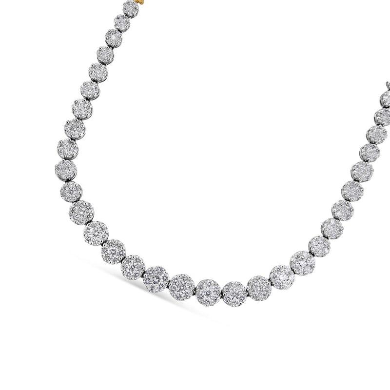 Bids.com IGI Certified 14K Yellow Gold 14 3/4 cttw Pave Set Round-Cut Diamond Riviera Necklace (F-G Color, S2-I1 Clarity) Necklaces White Smoke Yellow.Gold / 18