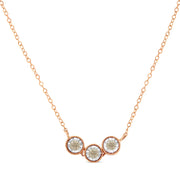 Bids.com 10K Rose and White Gold Plated .925 Sterling Silver 1/4 Cttw Miracle-Set Champagne Diamond Triple Circle 18" Necklace (I2-I3 Clarity) Necklaces White Smoke WhiteRose.Sterling Silver / 18