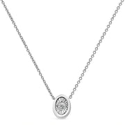 Bids.com 10K White Gold 1/10 Cttw Miracle Set Round-Cut Diamond Square Shape 18" Pendant Necklace (H-I Color, SI2-I1 Clarity) Necklaces White Smoke White.Gold / 18 / Oval Shape