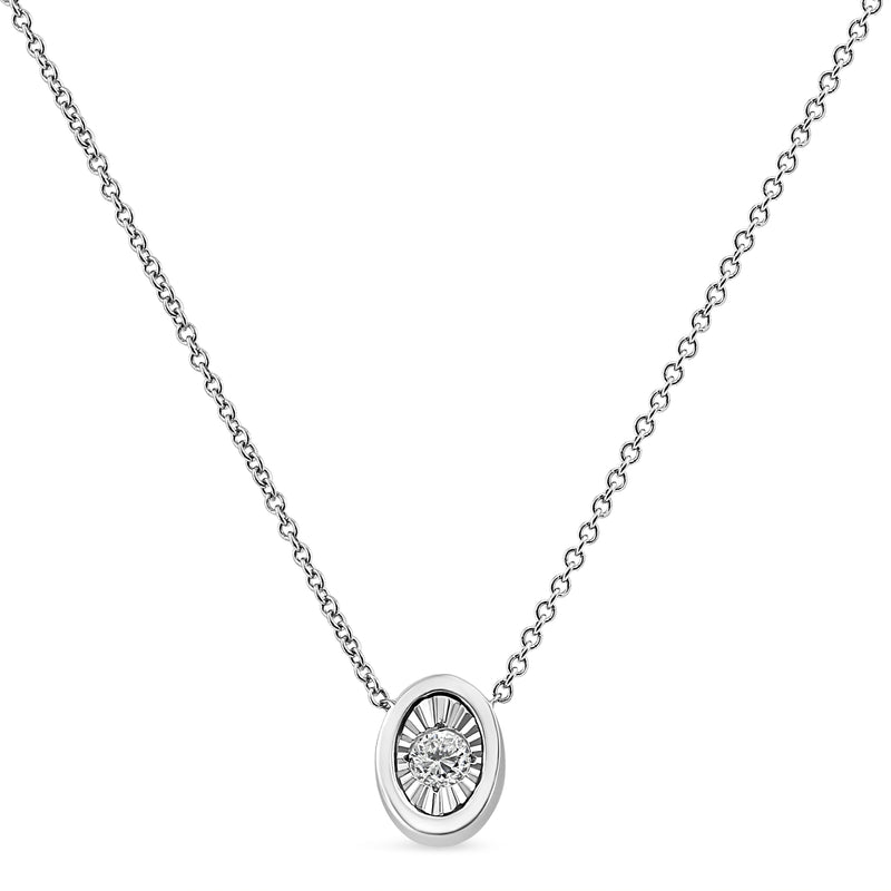 Bids.com 10K White Gold 1/10 Cttw Miracle Set Round-Cut Diamond Square Shape 18" Pendant Necklace (H-I Color, SI2-I1 Clarity) Necklaces White Smoke White.Gold / 18 / Oval Shape