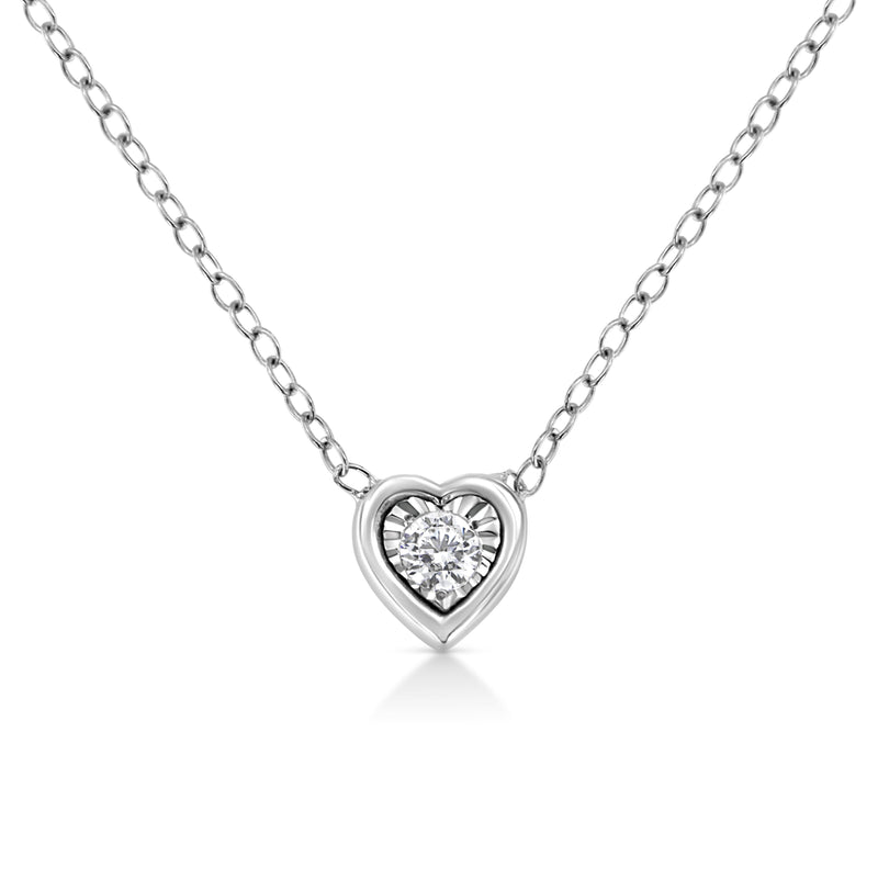 Bids.com 10K White Gold 1/10 Cttw Miracle Set Round-Cut Diamond Square Shape 18" Pendant Necklace (H-I Color, SI2-I1 Clarity) Necklaces White Smoke White.Gold / 18 / Heart Shape