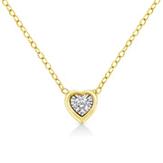 Bids.com 10K Yellow Gold Plated .925 Sterling Silver 1/10 Cttw Miracle Set Round Diamond Square Box Shape 18" Pendant Necklace (K-L Color, I2-I3 Clarity) Necklaces White Smoke Yellow.Sterling Silver / 18 / Heart Shape