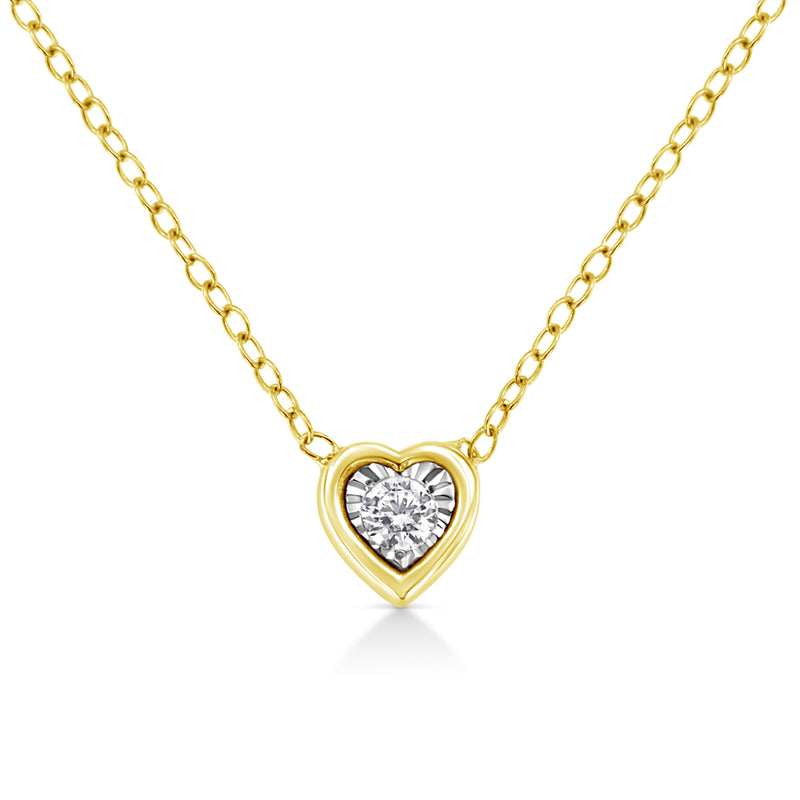 Bids.com 10K Yellow Gold Plated .925 Sterling Silver 1/10 Cttw Miracle Set Round Diamond Square Box Shape 18" Pendant Necklace (K-L Color, I2-I3 Clarity) Necklaces White Smoke Yellow.Sterling Silver / 18 / Heart Shape