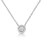 Bids.com 10K White Gold 1/10 Cttw Miracle Set Round-Cut Diamond Square Shape 18" Pendant Necklace (H-I Color, SI2-I1 Clarity) Necklaces White Smoke White.Gold / 18 / Circle Shape