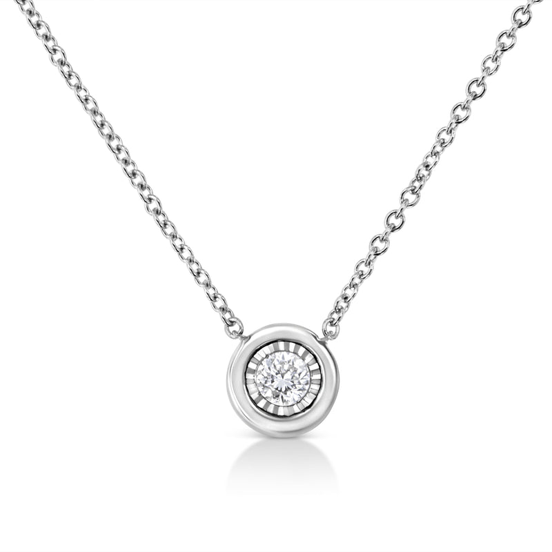 Bids.com 10K White Gold 1/10 Cttw Miracle Set Round-Cut Diamond Square Shape 18" Pendant Necklace (H-I Color, SI2-I1 Clarity) Necklaces White Smoke White.Gold / 18 / Circle Shape