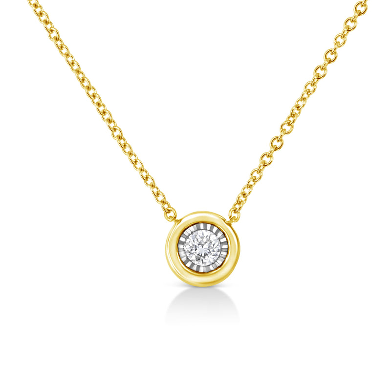 Bids.com 10K Yellow Gold Plated .925 Sterling Silver 1/10 Cttw Miracle Set Round Diamond Square Box Shape 18" Pendant Necklace (K-L Color, I2-I3 Clarity) Necklaces White Smoke Yellow.Sterling Silver / 18 / Circle Shape