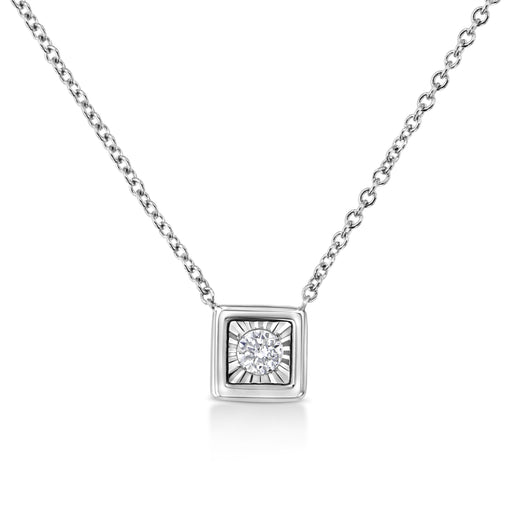 Bids.com 10K White Gold 1/10 Cttw Miracle Set Round-Cut Diamond Square Shape 18" Pendant Necklace (H-I Color, SI2-I1 Clarity) Necklaces White Smoke White.Gold / 18 / Square Shape
