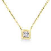 Bids.com 10K Yellow Gold Plated .925 Sterling Silver 1/10 Cttw Miracle Set Round Diamond Square Box Shape 18" Pendant Necklace (K-L Color, I2-I3 Clarity) Necklaces White Smoke Yellow.Sterling Silver / 18 / Square Shape