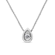 Bids.com 10K White Gold 1/10 Cttw Miracle Set Round-Cut Diamond Square Shape 18" Pendant Necklace (H-I Color, SI2-I1 Clarity) Necklaces White Smoke White.Gold / 18 / Pear Shape
