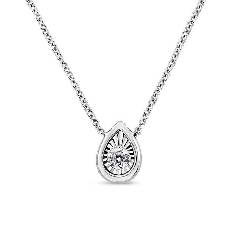 Bids.com 10K White Gold 1/10 Cttw Miracle Set Round-Cut Diamond Square Shape 18" Pendant Necklace (H-I Color, SI2-I1 Clarity) Necklaces White Smoke White.Gold / 18 / Pear Shape