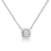 Bids.com 10K White Gold 1/10 Cttw Miracle Set Round-Cut Diamond Square Shape 18" Pendant Necklace (H-I Color, SI2-I1 Clarity) Necklaces White Smoke White.Gold / 18 / Cushion Shape