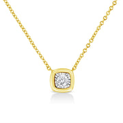 Bids.com 10K Yellow Gold Plated .925 Sterling Silver 1/10 Cttw Miracle Set Round Diamond Square Box Shape 18" Pendant Necklace (K-L Color, I2-I3 Clarity) Necklaces White Smoke Yellow.Sterling Silver / 18 / Cushion Shape