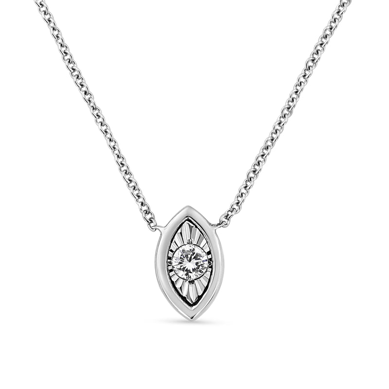 Bids.com 10K White Gold 1/10 Cttw Miracle Set Round-Cut Diamond Square Shape 18" Pendant Necklace (H-I Color, SI2-I1 Clarity) Necklaces White Smoke White.Gold / 18 / Marquise Shape