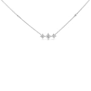 Bids.com 10K White Gold Bezel Set Princess Diamond 3 Stone Kite Shape and Station Necklace (H-I Color, SI2-I1 Clarity) - 18" Inches Necklaces White Smoke White.Gold / 18