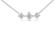 Bids.com 10K White Gold Bezel Set Princess Diamond 3 Stone Kite Shape and Station Necklace (H-I Color, SI2-I1 Clarity) - 18" Inches Necklaces White Smoke White.Gold / 18
