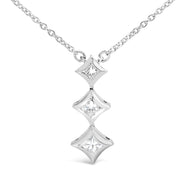Bids.com 10K White Gold 1/5 Cttw Princess Cut Diamond 3 Stone Drop 18" Pendant Necklace (H-I Color, SI2-I1 Clarity) Necklaces White Smoke White.Gold / 18,Yellow.Gold / 18