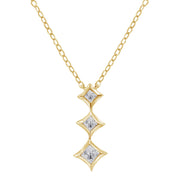 Bids.com 10K White Gold 1/5 Cttw Princess Cut Diamond 3 Stone Drop 18" Pendant Necklace (H-I Color, SI2-I1 Clarity) Necklaces White Smoke Yellow.Gold / 18