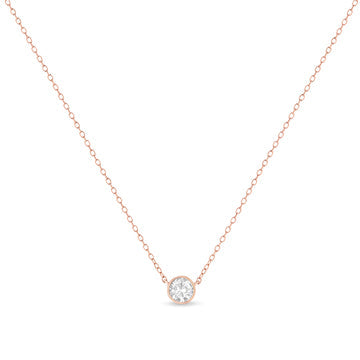 Bids.com .925 Sterling Silver 1/2 Cttw Diamond Bezel 18" Pendant Necklace (I-J Color, I2-I3 Clarity) Necklaces White Smoke Rose.Sterling Silver / 18