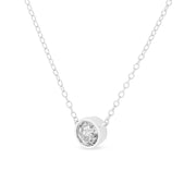 Bids.com .925 Sterling Silver 1/2 Cttw Diamond Bezel 18" Pendant Necklace (I-J Color, I2-I3 Clarity) Necklaces White Smoke White.Sterling Silver / 18,Yellow Plated .925 Sterling Silver / 18,Rose.Sterling Silver / 18