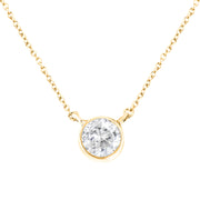 Bids.com .925 Sterling Silver 1/2 Cttw Diamond Bezel 18" Pendant Necklace (I-J Color, I2-I3 Clarity) Necklaces White Smoke Yellow Plated .925 Sterling Silver / 18