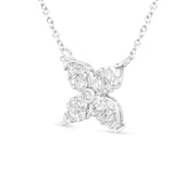 Bids.com 10K White Gold 1/2 Cttw Brilliant Round Diamond Marquise Shaped 4 Leaf Clover Adjustable 16-18" Inch Pendant Necklace (I-J Color, I1-I2 Clarity) Necklaces White Smoke White.Gold / 18