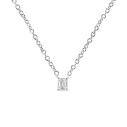 Bids.com 14K White Gold 1/5 Cttw Emerald Shape Solitaire Diamond 18" Pendant Necklace (G-H Color, VS2-SI1 Clarity) Necklaces White Smoke White.Gold / 18