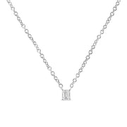Bids.com 14K White Gold 1/5 Cttw Emerald Shape Solitaire Diamond 18" Pendant Necklace (G-H Color, VS2-SI1 Clarity) Necklaces White Smoke White.Gold / 18