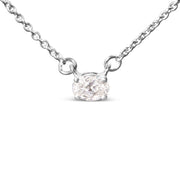 Bids.com 14K White Gold 1/4 Cttw Lab Grown Oval Solitaire Diamond East West 18" Pendant Necklace (G-H Color, VS2-SI1 Clarity) Necklaces White Smoke White.Gold / 18