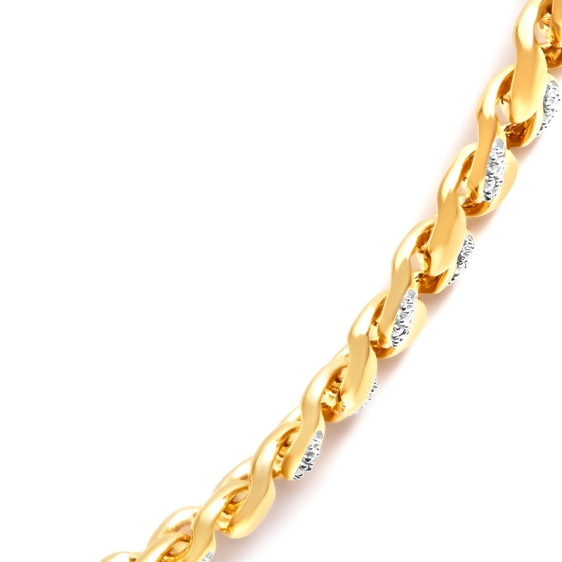 Bids.com 14K Yellow Gold Plated .925 Sterling Silver 1.0 Cttw Diamond Cuban Link Necklace (I-J Color, I3 Clarity) - 18" Inches Necklaces White Smoke Yellow.Sterling Silver / 18
