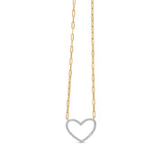 Bids.com 14K Yellow Gold Plated .925 Sterling Silver 1/4 Cttw Diamond Open Heart with Paperclip Chain Pendant Necklace (I-J Color, I2-I3 Clarity) - 18" Inches Necklaces White Smoke Yellow.Sterling Silver / 18