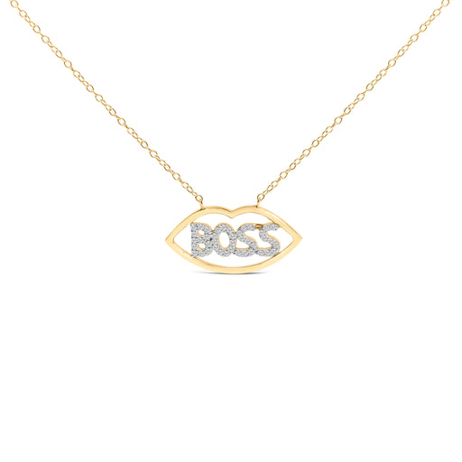 Bids.com 14K Yellow Gold Plated Silver 1/4 Cttw Diamond "Boss" Pendant Necklace - 18 Inch Necklaces White Smoke YellowWhite.Sterling Silver / 18