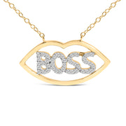 Bids.com 14K Yellow Gold Plated Silver 1/4 Cttw Diamond "Boss" Pendant Necklace - 18 Inch Necklaces White Smoke YellowWhite.Sterling Silver / 18