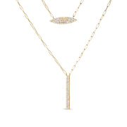 Bids.com 14K Yellow Gold 3/8 Cttw Two-Strand Marquise and Bar Charm Paper Clip Link Pendant Necklace  (I-J Color, I1-I2 Clarity) -18" and 20" Inch Lengths Necklaces White Smoke Yellow.Gold / 20