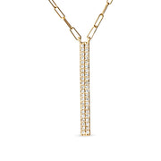 Bids.com 14K Yellow Gold 3/8 Cttw Two-Strand Marquise and Bar Charm Paper Clip Link Pendant Necklace  (I-J Color, I1-I2 Clarity) -18" and 20" Inch Lengths Necklaces White Smoke Yellow.Gold / 20