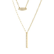 Bids.com 14K Yellow Gold 3/8 Cttw Two-Strand Marquise and Bar Charm Paper Clip Link Pendant Necklace  (I-J Color, I1-I2 Clarity) -18" and 20" Inch Lengths Necklaces White Smoke Yellow.Gold / 20