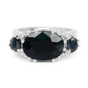 Bids.com 8.62 Carat Genuine Black Sapphire & White Topaz .925 Sterling Silver Ring Rings White Smoke size 7.00,size 6.00,size 8.00,size 9.00,size 5.00,size 10.00