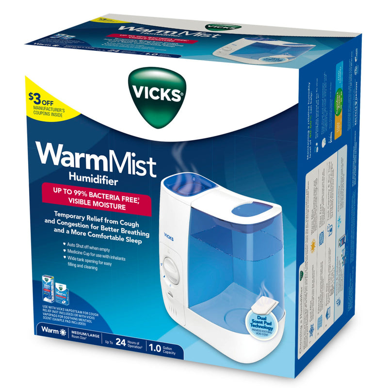 Vicks Vicks Humidifier Warm Mist 1 Gallon Humidifiers White Smoke