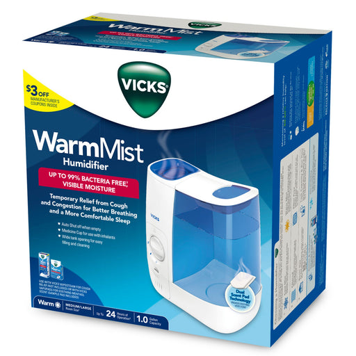 Vicks Vicks Humidifier Warm Mist 1 Gallon Humidifiers White Smoke