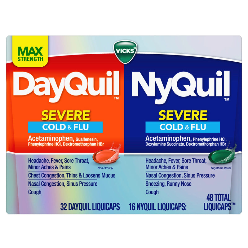 Vicks Vicks® DayQuil™ &amp; NyQuil™ SEVERE Cold &amp; Flu – Max Strength LiquiCaps Personal Care Light Gray