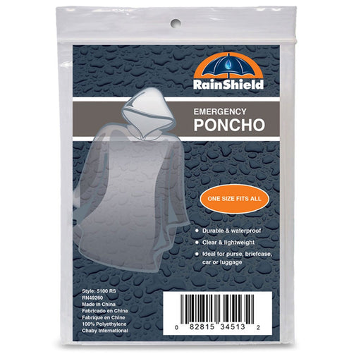 The Weather Station Chaby International Emergency Rain Poncho, Lightweight & Waterproof, Clear, One Size Fits All Coats & Jackets Dark Slate Gray