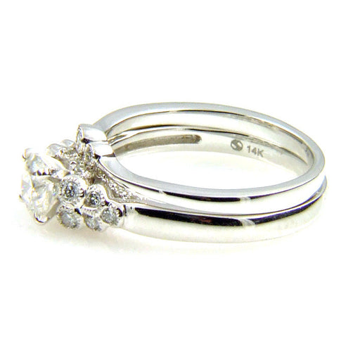 Bids.com .90ct Antique Style Engagement Ring Set 14KT White Gold Rings White Smoke