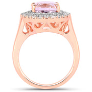 Bids.com 5.48 Carat Genuine Kunzite and White Topaz .925 Sterling Silver Ring Rings White Smoke size 7.00,size 6.00,size 8.00