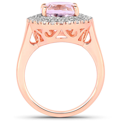 Bids.com 5.48 Carat Genuine Kunzite and White Topaz .925 Sterling Silver Ring Rings White Smoke size 7.00,size 6.00,size 8.00