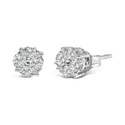 Bids.com .925 Sterling Silver 1/2 cttw Prong Set Round-Cut Diamond Cluster Stud Earring (I-J Color, I2-I3 Clarity) Earrings White Smoke White.Sterling Silver / 0.5
