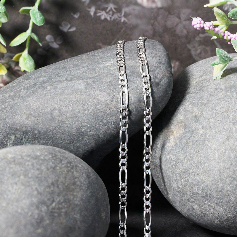 Bids.com 3.0mm 14k White Gold Solid Figaro Chain Necklaces Gray 18 / White Gold,20 / White Gold,22 / White Gold,24 / White Gold