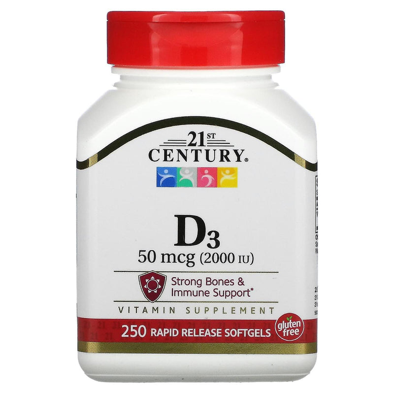 21st Century 21st Century Vitamin D3 2000 IU - 250 Softgels Vitamins & Supplements White Smoke